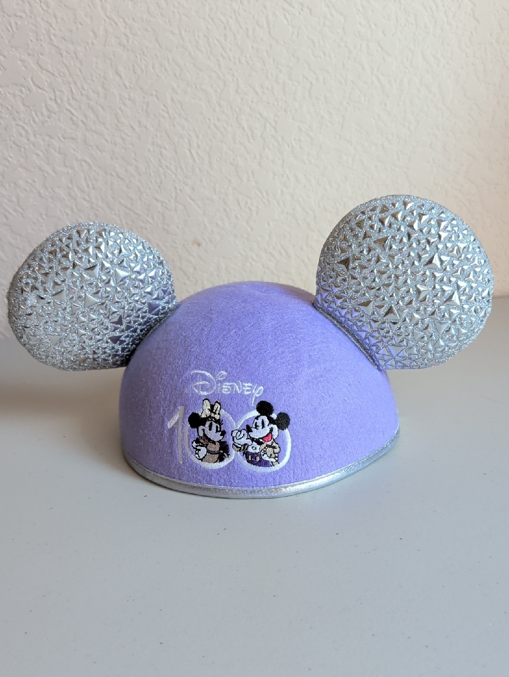 Disney Purple Minnie & Mickey Ear Headband with Silver Glitter Ears